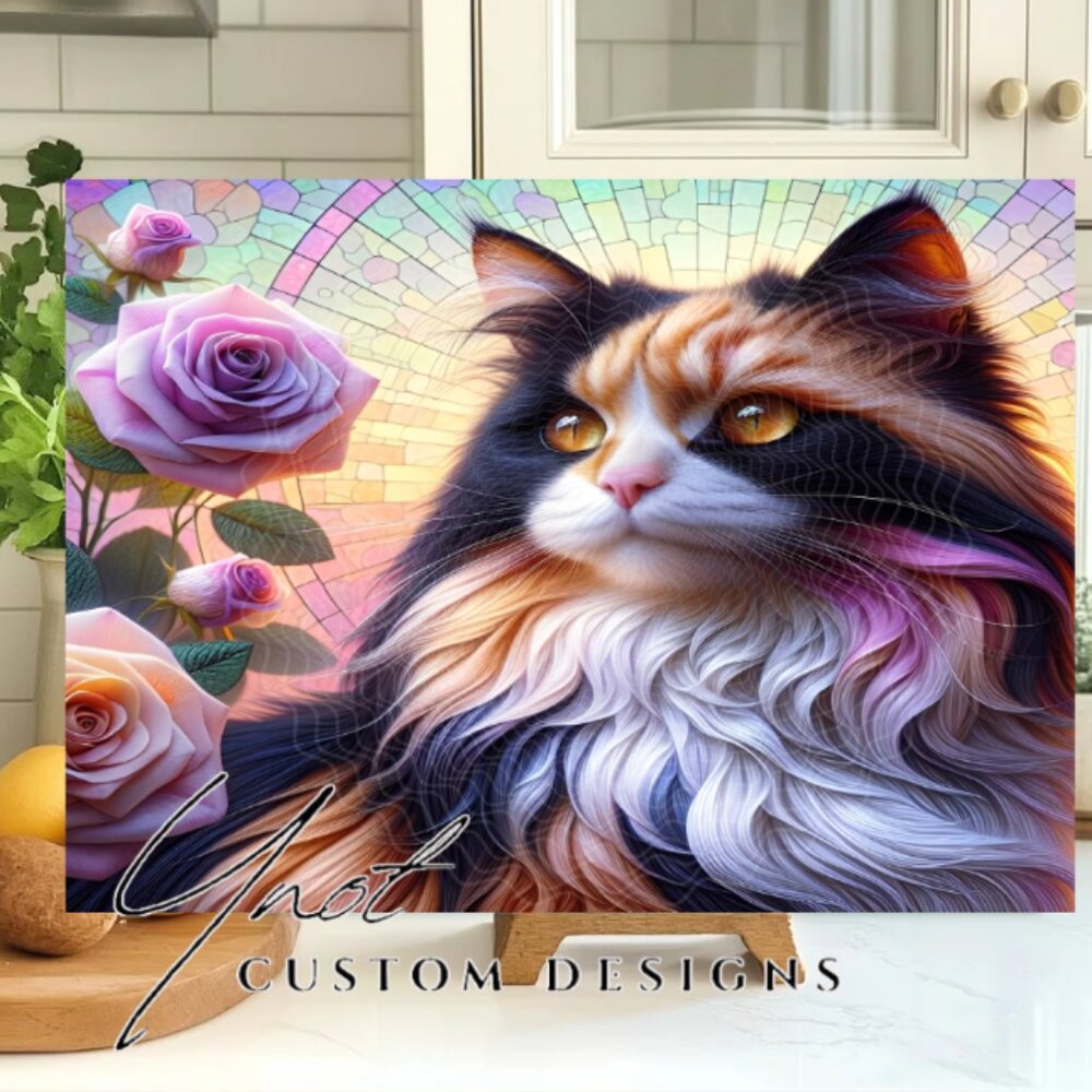 Calico 11 x 7.86 Glass Cutting Board